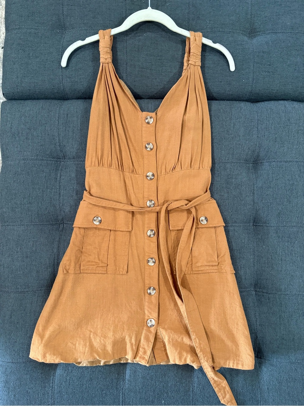 Lulus Rust Button Front Utility Mini Dress Size Large